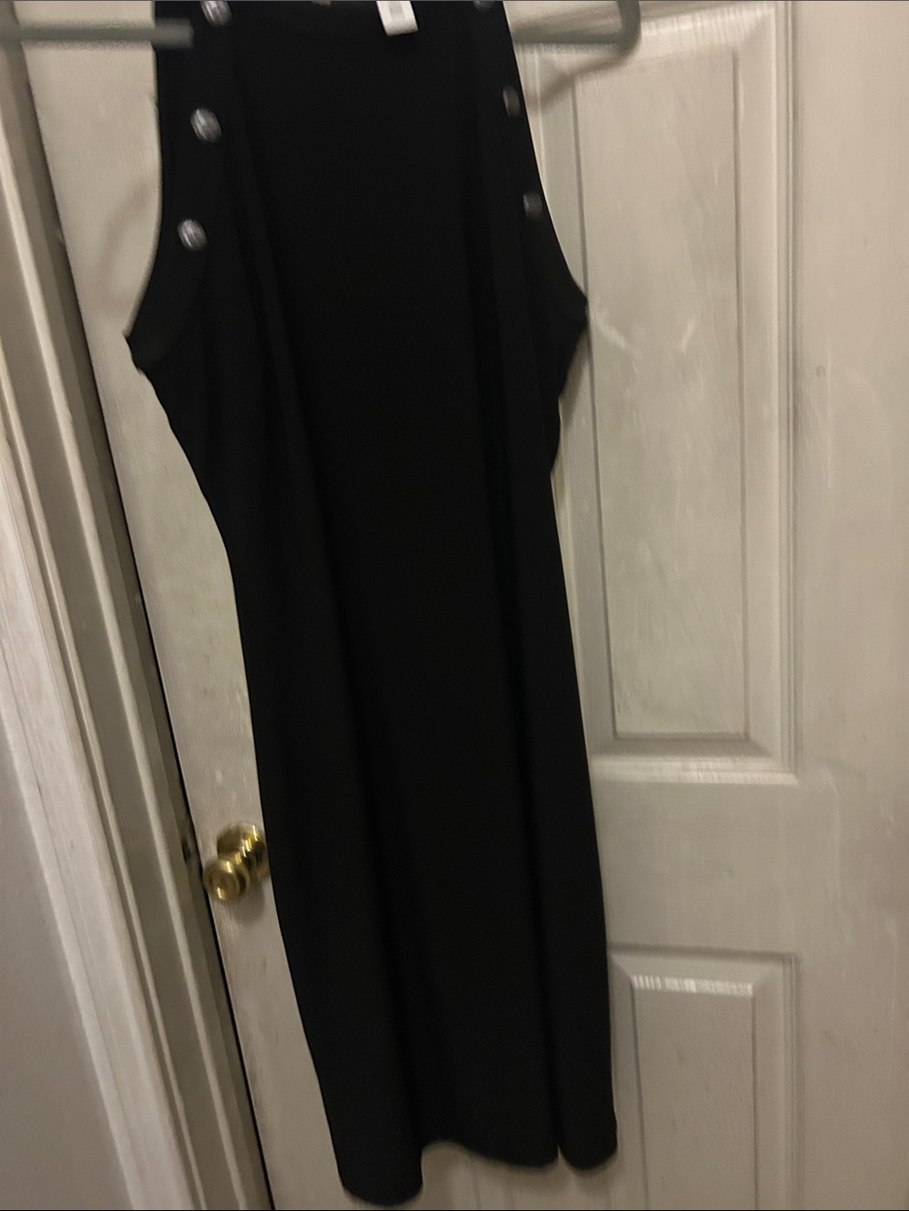 White House Black Market Black Sleeveless Maxi Dress with Button Shoulder Detail